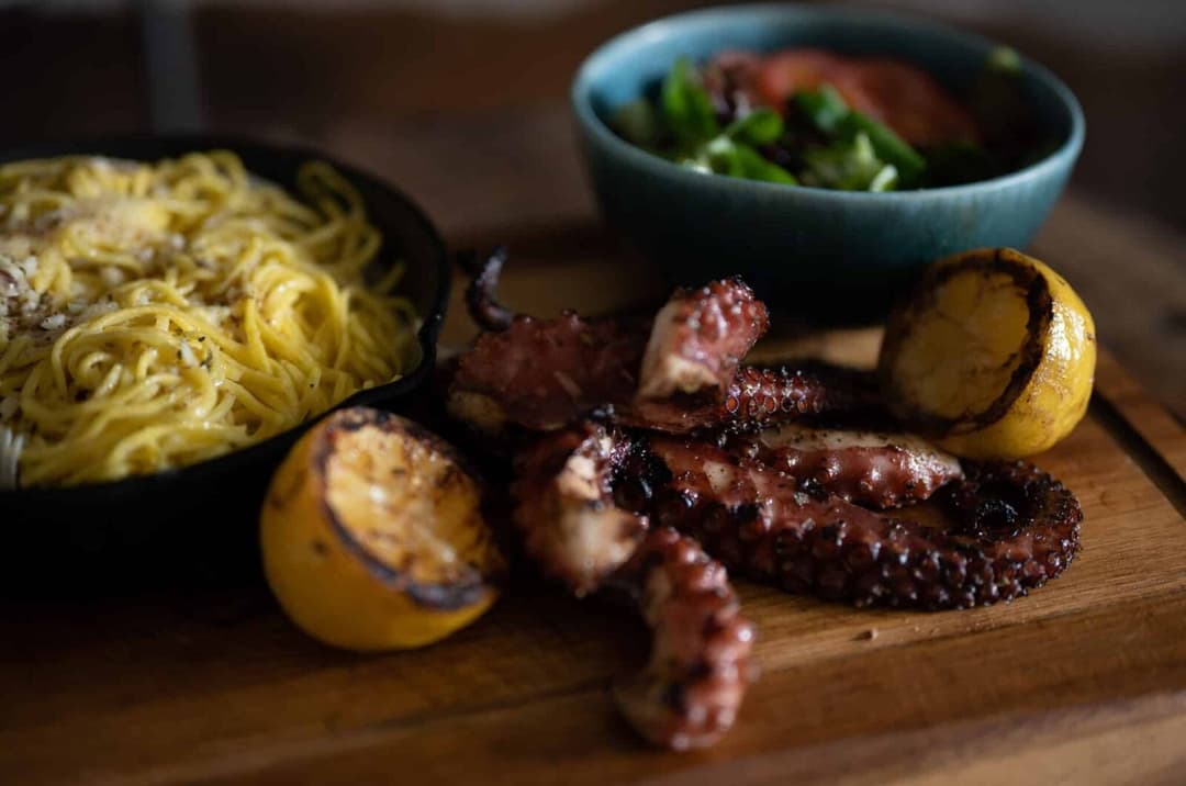 Gegrillter Pulpo mit Spaghetti Aglio e Olio