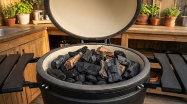 How much charcoal should you use in a kamado?