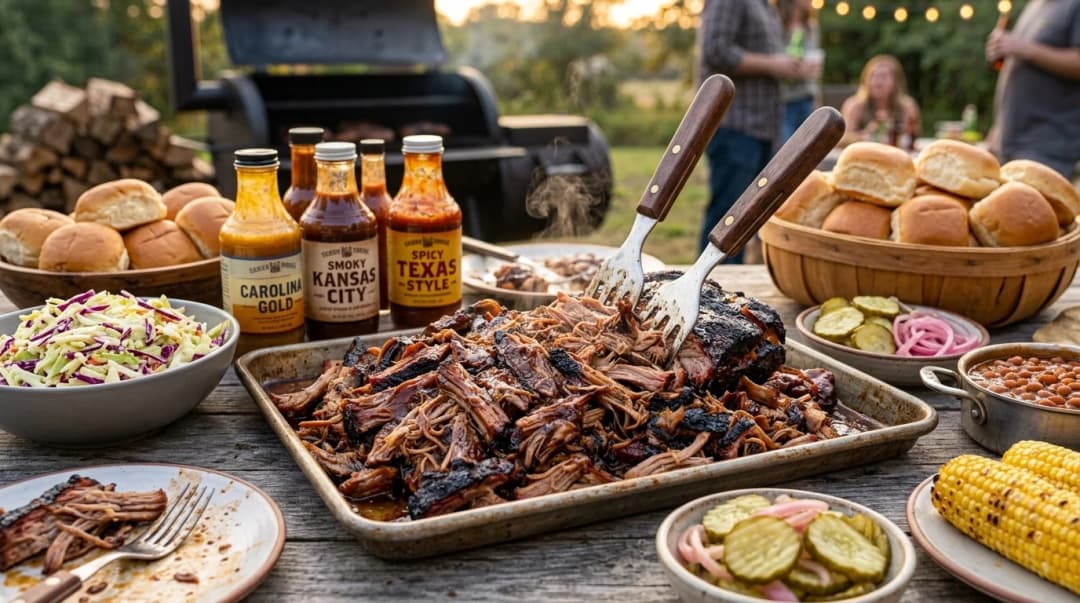 Pulled pork van de kamado met Louisiana coleslaw