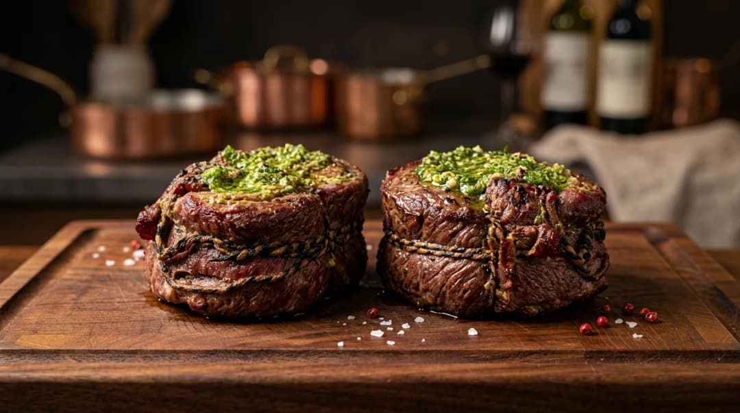 Italiaanse bavette van de kamado met chimichurri-pesto en Parmezaan