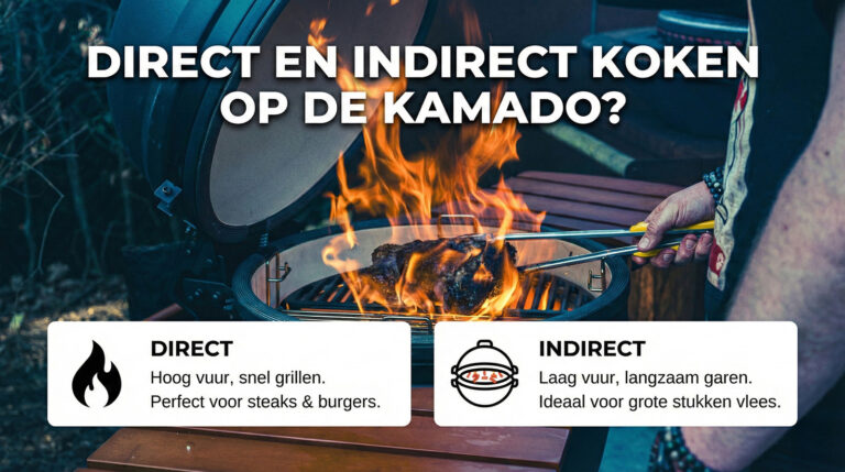 direct en indirect koken op de kamado