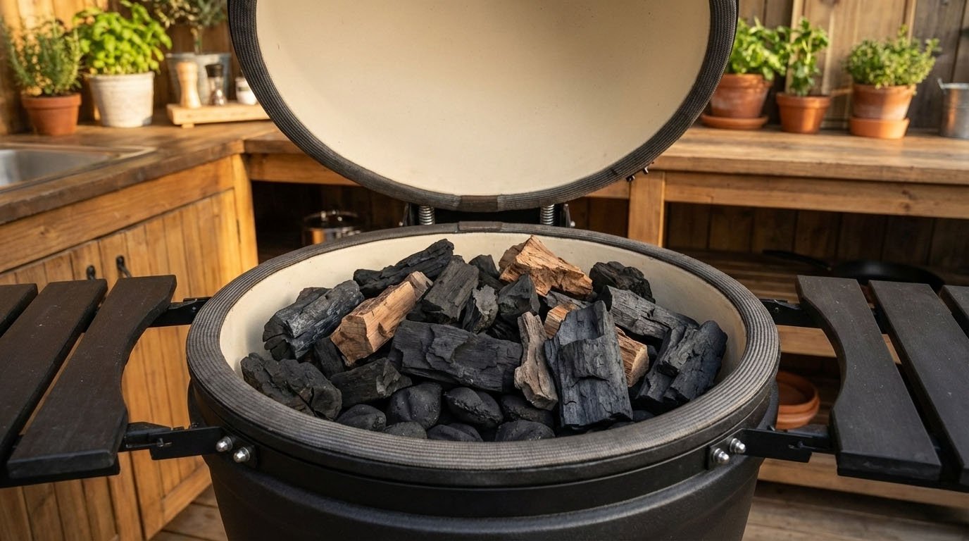 hoeveel houtskool moet ik vullen in een kamado