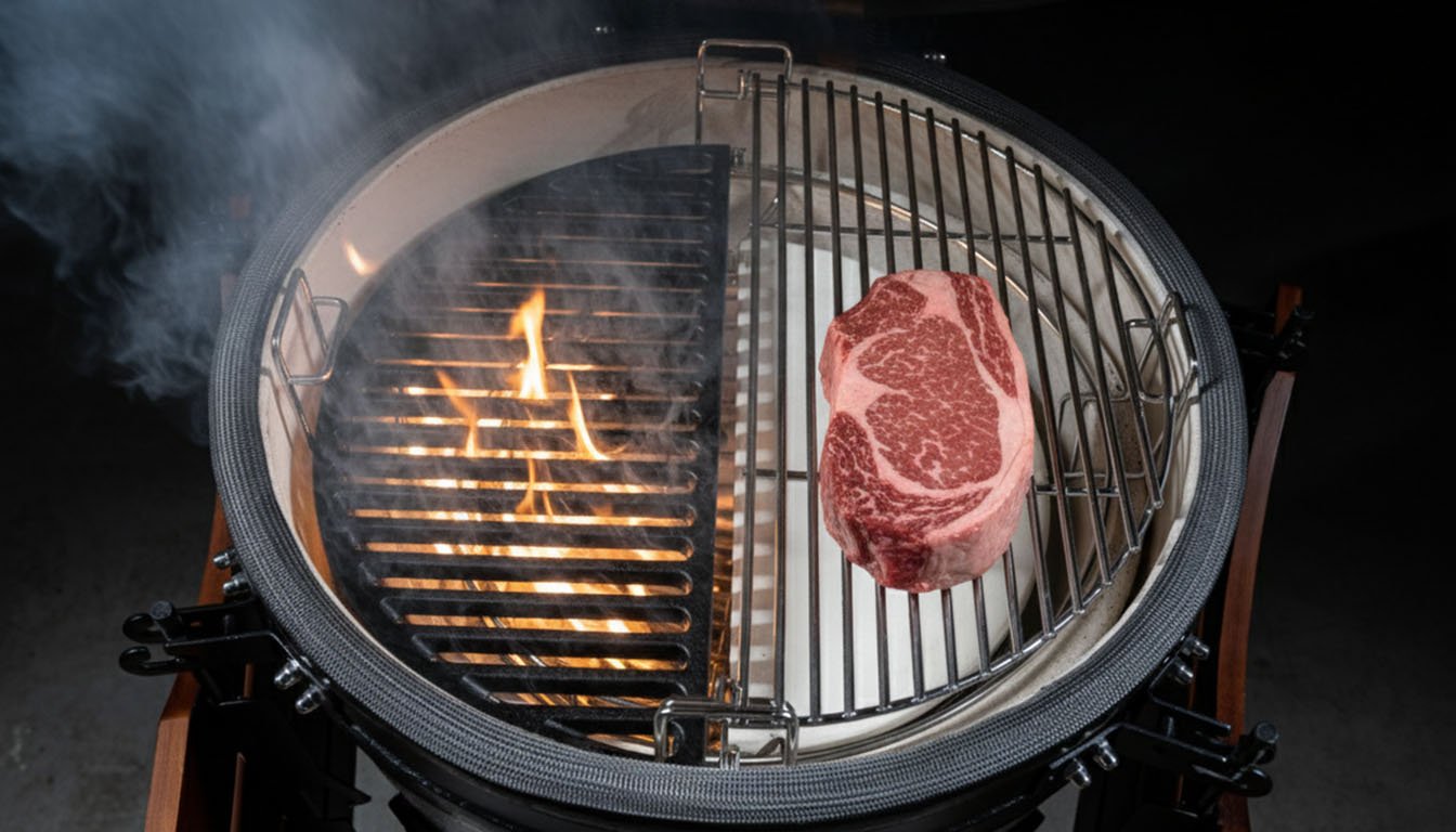 Reverse sear op een kamado