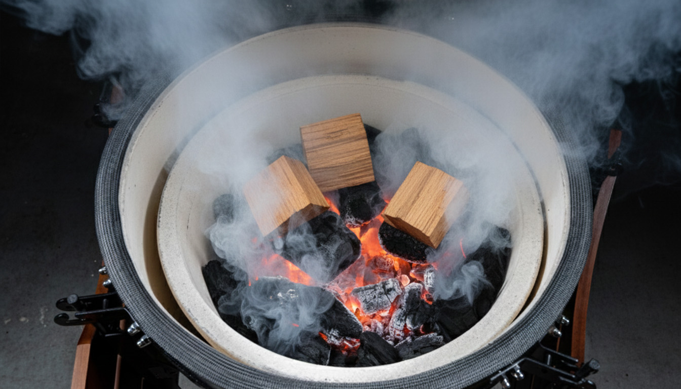 Roken op een kamado